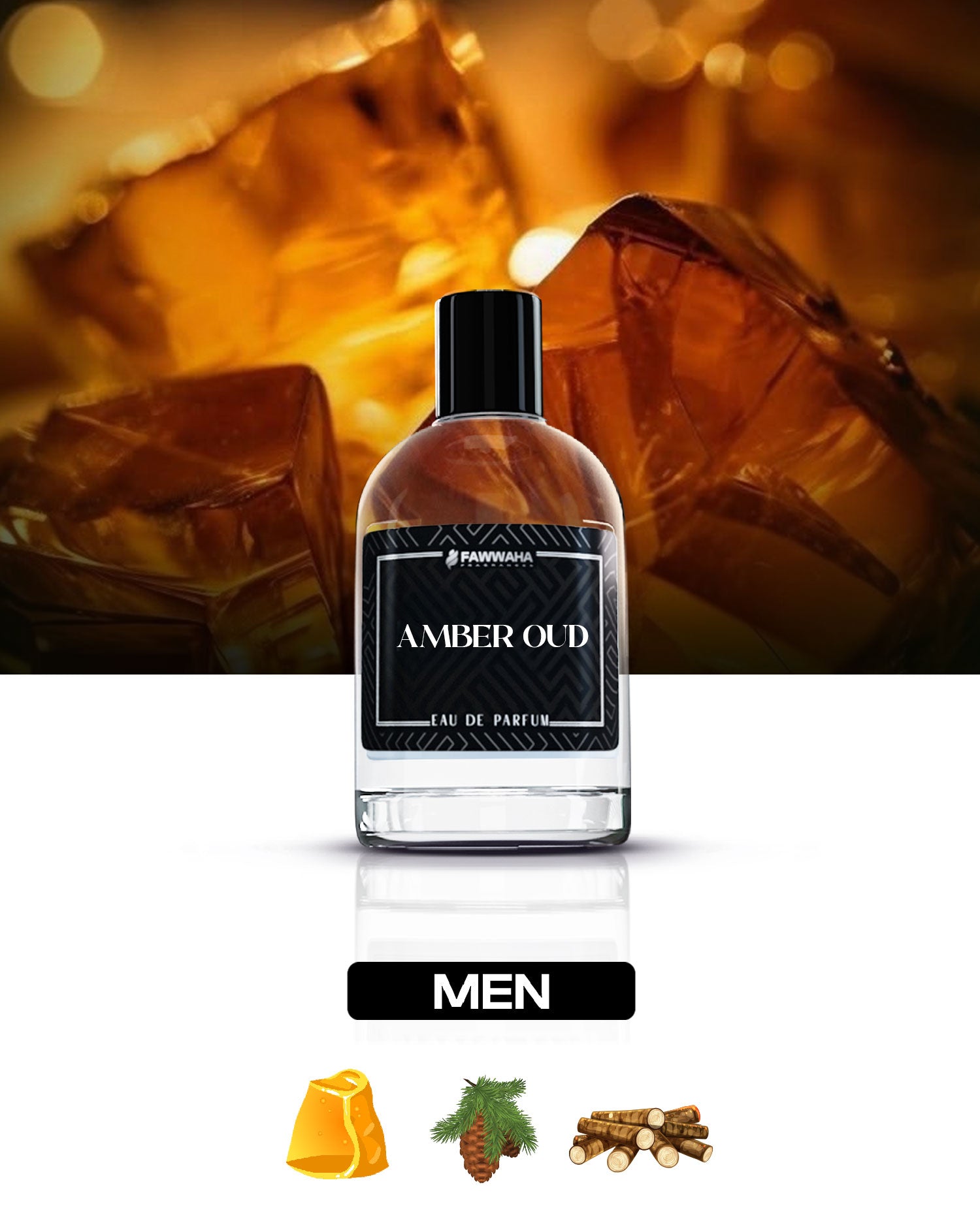 Amber Oud perfume – Experience an intense, long-lasting fragrance with the warmth of amber and the depth of rich woody notes