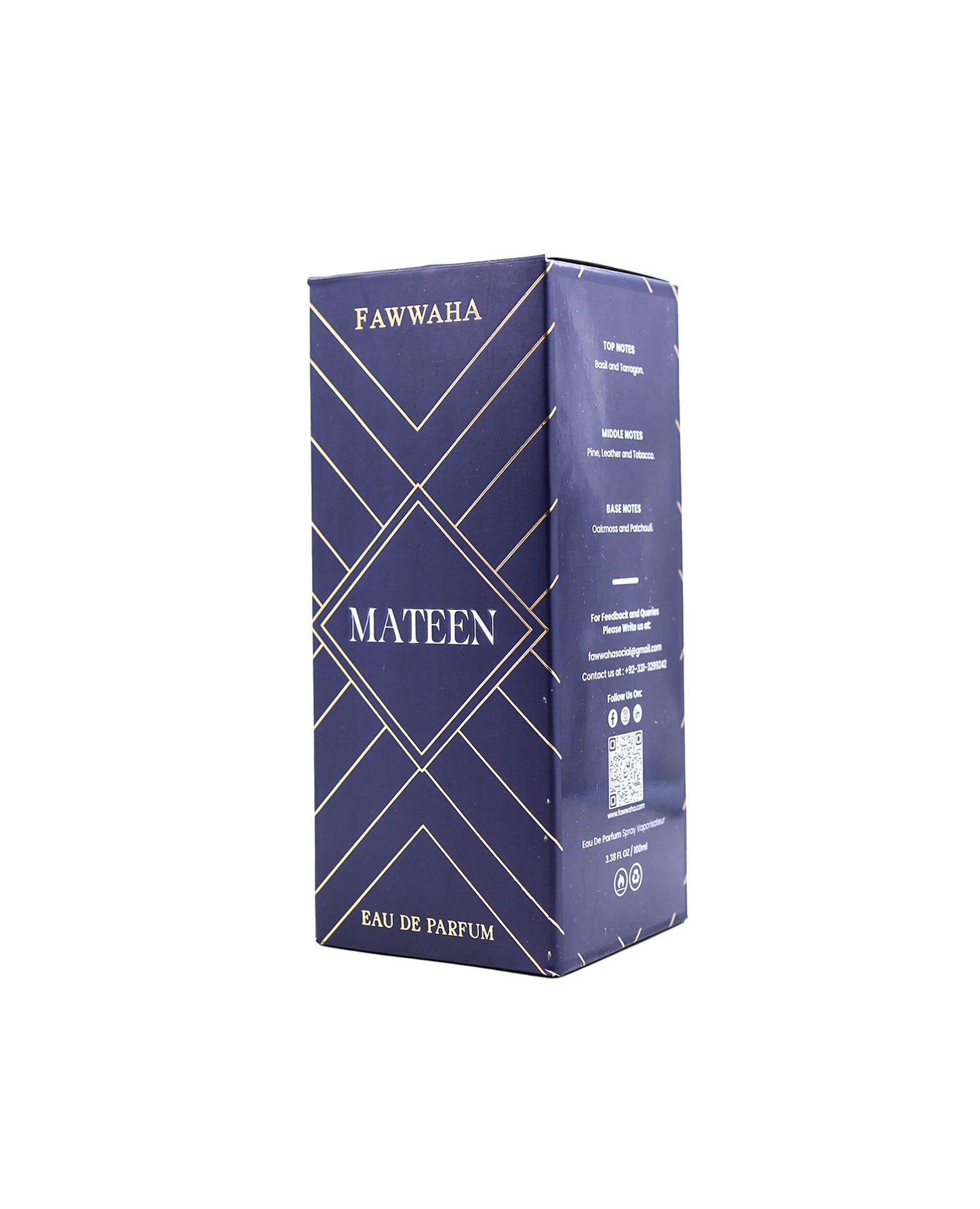 Mateen – A masculine, non-alcoholic scent by Fawwaha inspired by Polo Green, blending fresh basil and tarragon with a rich, spicy heart of pine, leather, and tobacco, finished with smoky oakmoss and patchouli