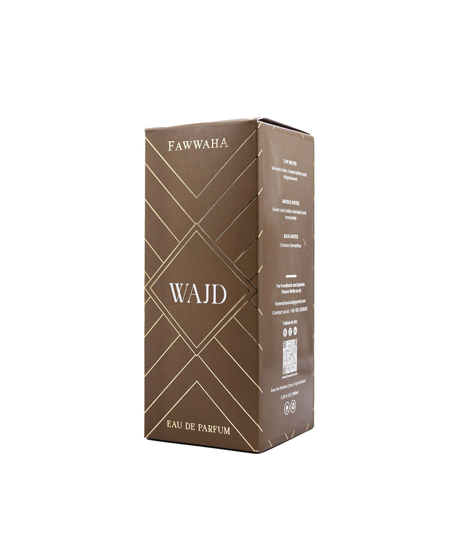 Wajd by Fawwaha – A captivating, alcohol-free woody and spicy fragrance inspired by Ganymede, featuring mandarin, saffron, osmanthus, violet, cedar, leather, musk, and patchouli